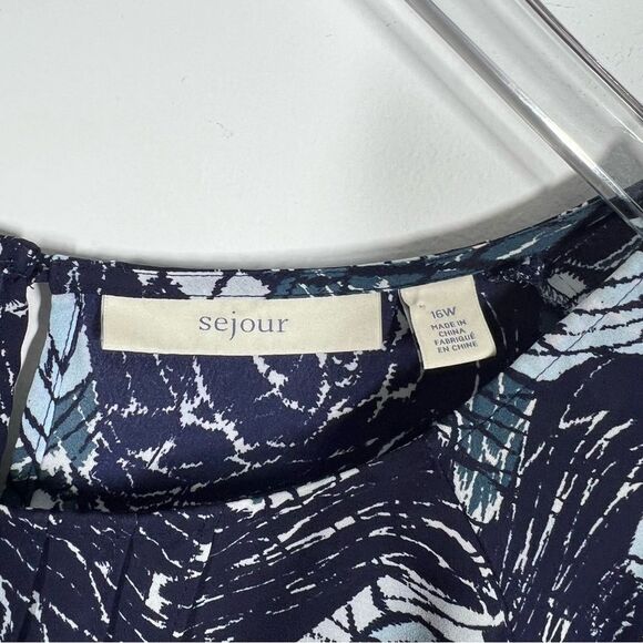 Sejour Size 16 W High Low Sleeveless Tank Top Blue Abstract Pattern - Picture 7 of 10